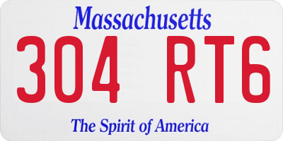 MA license plate 304RT6