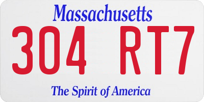 MA license plate 304RT7
