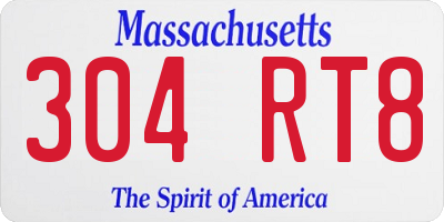 MA license plate 304RT8