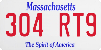MA license plate 304RT9