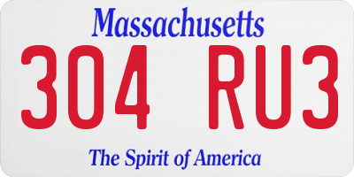 MA license plate 304RU3