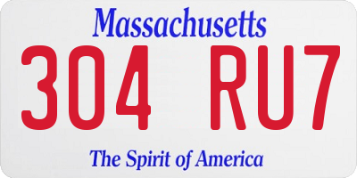 MA license plate 304RU7