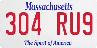 MA license plate 304RU9