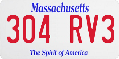MA license plate 304RV3