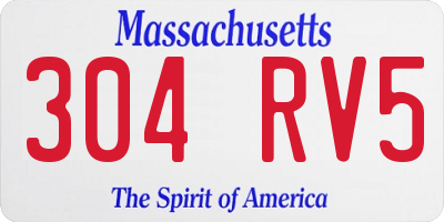 MA license plate 304RV5