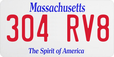 MA license plate 304RV8
