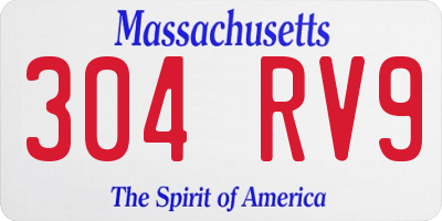 MA license plate 304RV9