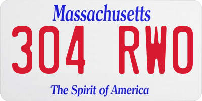 MA license plate 304RW0