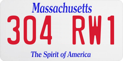 MA license plate 304RW1