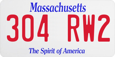 MA license plate 304RW2
