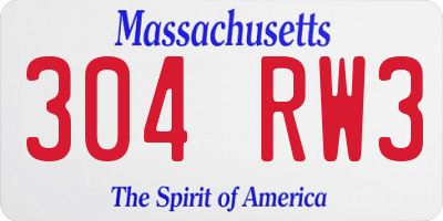 MA license plate 304RW3