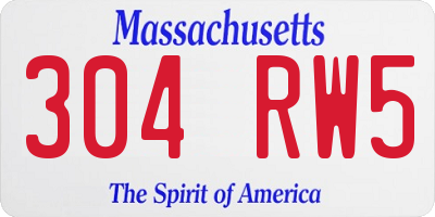 MA license plate 304RW5