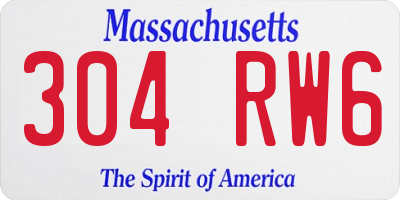 MA license plate 304RW6