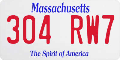 MA license plate 304RW7