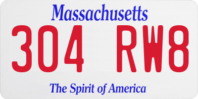 MA license plate 304RW8