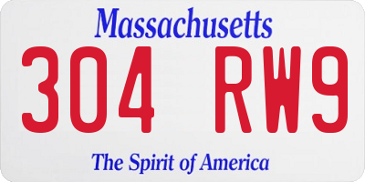 MA license plate 304RW9