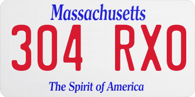 MA license plate 304RX0