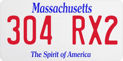MA license plate 304RX2