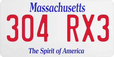 MA license plate 304RX3