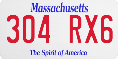 MA license plate 304RX6