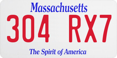 MA license plate 304RX7