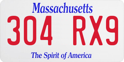 MA license plate 304RX9
