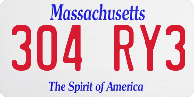 MA license plate 304RY3