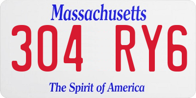 MA license plate 304RY6