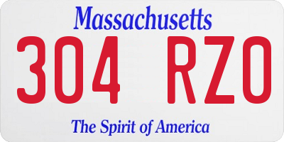 MA license plate 304RZ0