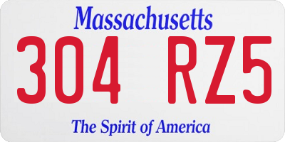 MA license plate 304RZ5