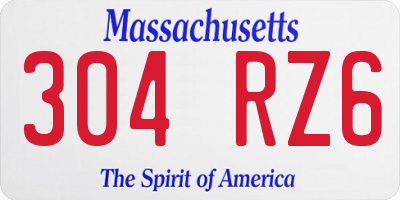 MA license plate 304RZ6