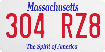 MA license plate 304RZ8
