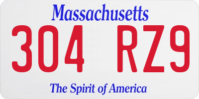 MA license plate 304RZ9