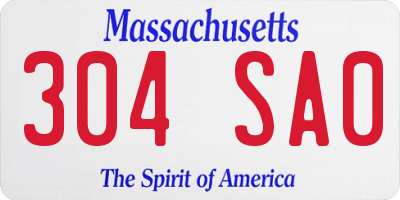 MA license plate 304SA0
