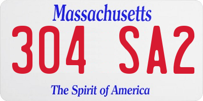 MA license plate 304SA2