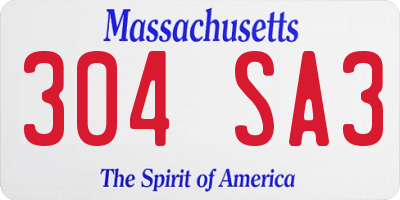 MA license plate 304SA3