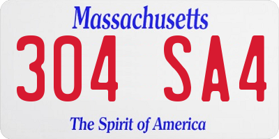 MA license plate 304SA4
