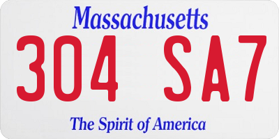 MA license plate 304SA7