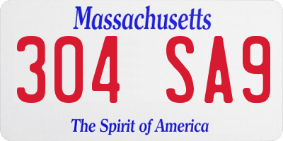 MA license plate 304SA9