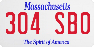 MA license plate 304SB0