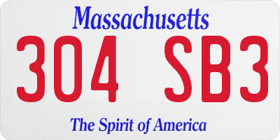 MA license plate 304SB3
