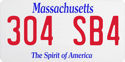 MA license plate 304SB4