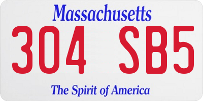 MA license plate 304SB5