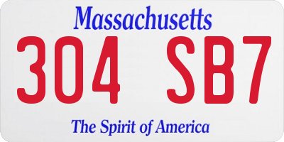 MA license plate 304SB7