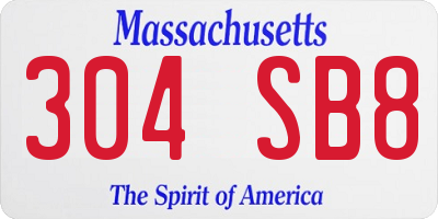 MA license plate 304SB8