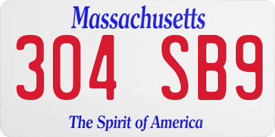 MA license plate 304SB9