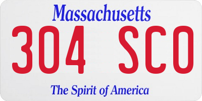 MA license plate 304SC0