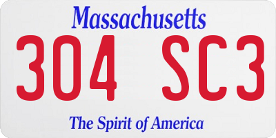 MA license plate 304SC3