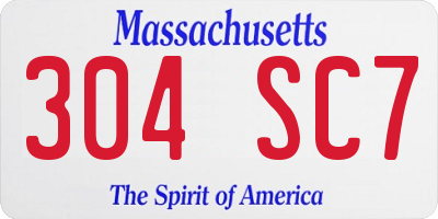 MA license plate 304SC7