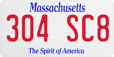 MA license plate 304SC8